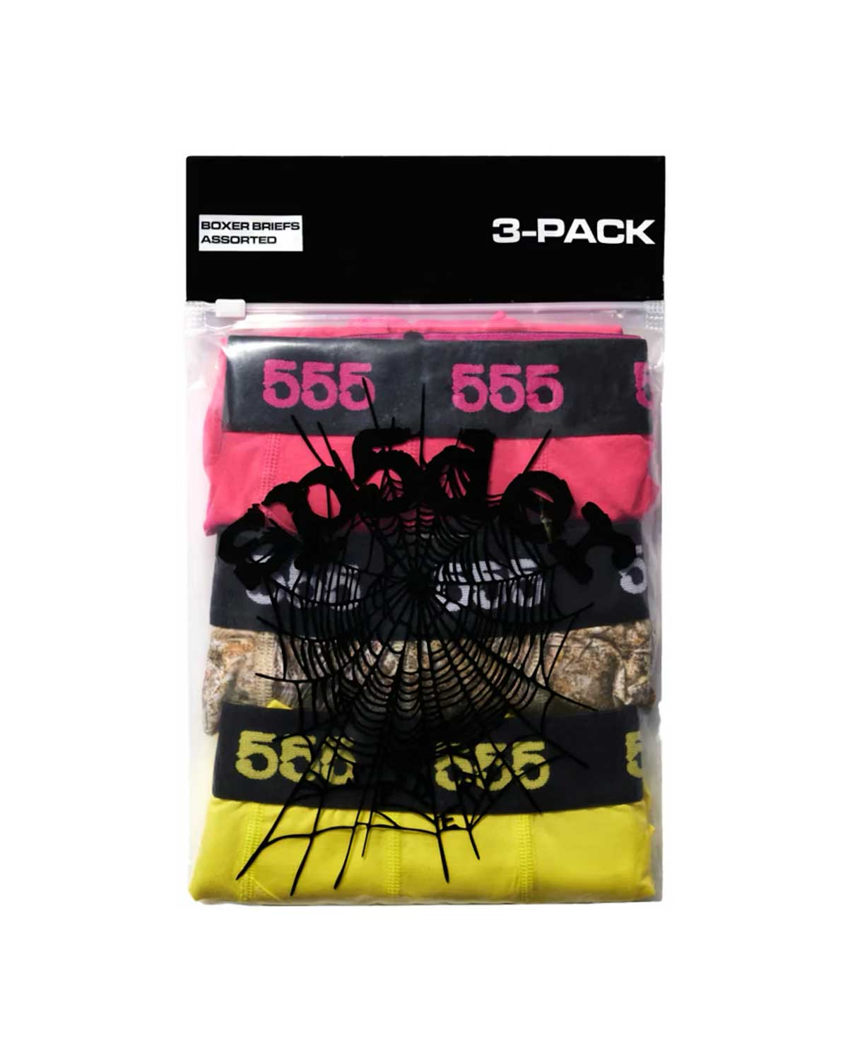 Sp5der Assorted 3 Pack Boxers (Pink, Camo, Yellow)